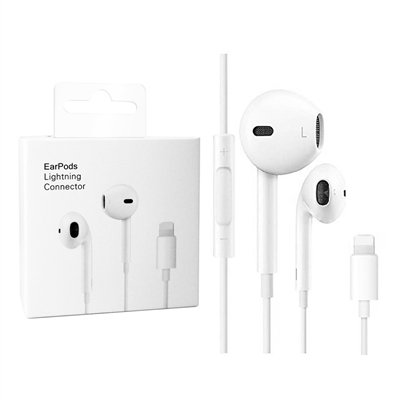 HF07-02-IPHONE 7/8/XR/11/12/13/14 STEREO EAR BUD WITH MIC & VOLUM CONTROL NONE BLUETOOTH  WHITE