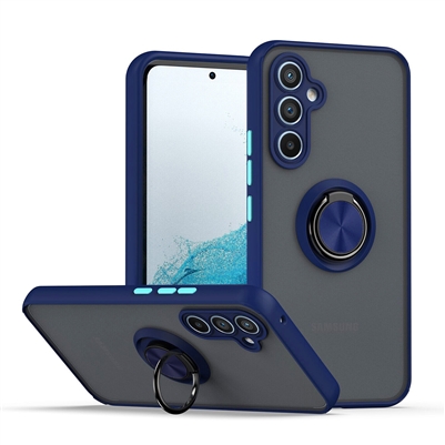 Samsung Galaxy A34 5G Matt Clear PC Ring Stand With TPU Bumper Case HYB10 Dard Blue