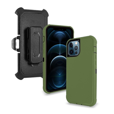 Apple iPhone 14 Pro Max (6.7") Heavy Duty Armor Rugged Cover Case HYB12C Green/Black