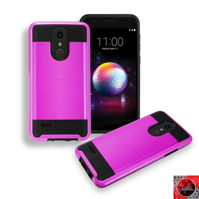 LG K30/ K10 (2018)/ X410/ MS425 Slim Hybrid Metal Brush Case Pink