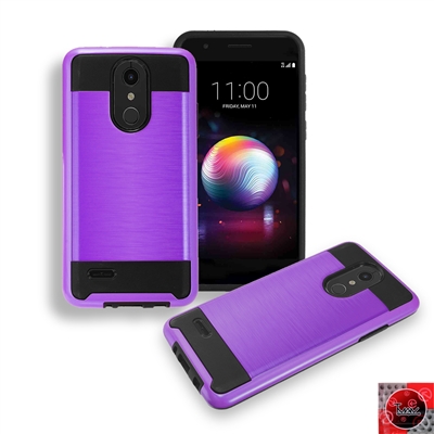 LG K30/ K10 (2018)/ X410/ MS425 Slim Hybrid Metal Brush Case Purple