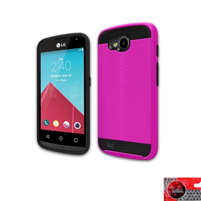 LG X Venture / X Calibur / LV9 Slim Metal Brush Hybrid Case HYB22 Pink
