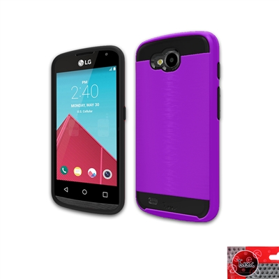 LG X Venture / X Calibur / LV9 Slim Metal Brush Hybrid Case HYB22 Purple