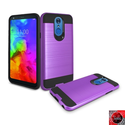 LG Q7+ /Q7 Plus/ Q610 Slim Armor Metal Brush Case HYB22 Purple