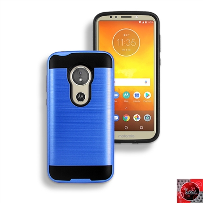 Motorola Moto G6 Play/ Moto G6 Forge/ XT1922 METAL BRUSH DESIGN SLIM ARMOR CASE HYB22 Blue