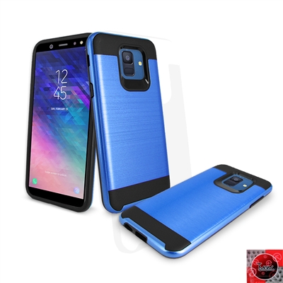 Samsung Galaxy A6 (2018) /A600 Metal Brush Hybrid Slim Armor Cover Case Blue