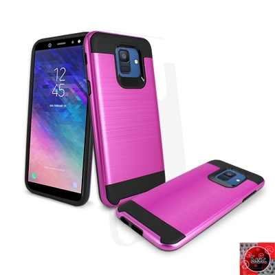Samsung Galaxy A6 (2018) /A600 Metal Brush Hybrid Slim Armor Cover Case Pink