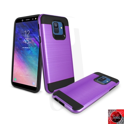 Samsung Galaxy A6 (2018) /A600 Metal Brush Hybrid Slim Armor Cover Case Purple