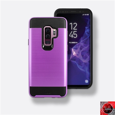 Samsung GALAXY S9 / G960 Metal Brush Slim Hybrid Case Purple