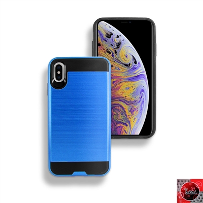 Apple iPhone XR METAL BRUSH DESIGN SLIM ARMOR CASE HYB22 BLUE