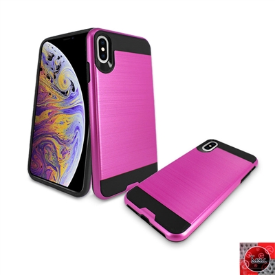 Apple iPhone XS MAX METAL BRUSH DESIGN SLIM ARMOR CASE HYB22 Pink