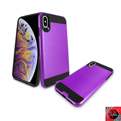 Apple iPhone XS MAX METAL BRUSH DESIGN SLIM ARMOR CASE HYB22 Purple
