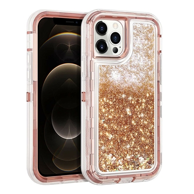 iPhone 12/ 12 Pro 6.1" Glitter OBox Hybrid Cover Case HYB26 Rose Gold