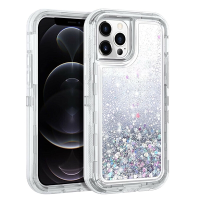 iPhone 12 Pro Max 6.7" Glitter OBox Hybrid Cover Case HYB26 Silver