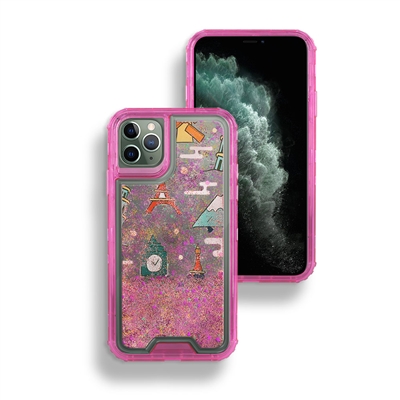 iPhone 11 Pro (5.8") Liquid Glitter Quicksand Hybrid Cover Case HYB26 Design 04