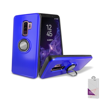 Samsung Galaxy S9 Hybrid TPU+PC Ring Case with Mirror and Card Slot HYB29 Blue