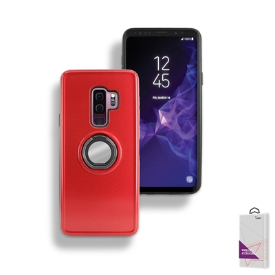Samsung Galaxy S9 Plus Hybrid TPU+PC Ring Case with Mirror and Card Slot HYB29 Red