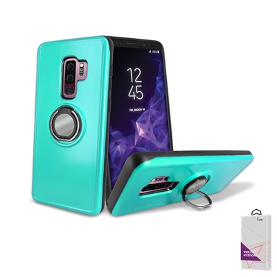 Samsung Galaxy S9 Hybrid TPU+PC Ring Case with Mirror and Card Slot HYB29 Teal