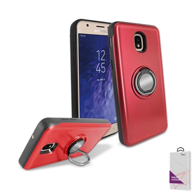 Samsung Galaxy J7 (2018)/ J7 Refine/ J7 Star/ J737 Hybrid TPU+PC Ring Case with Mirror and Card Slot HYB29 Red