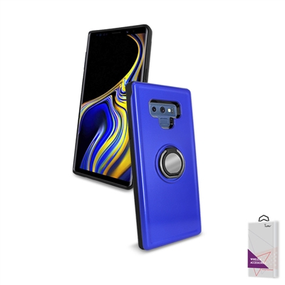 Samsung Galaxy Note 9 Hybrid TPU+PC Ring Case with Mirror and Card Slot HYB29 Blue