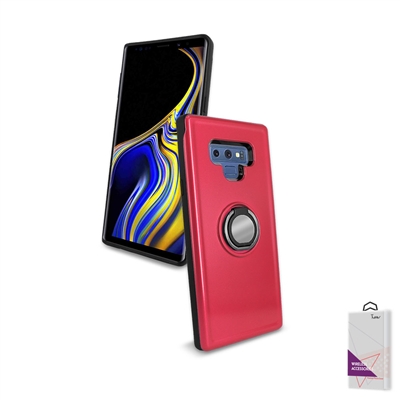 Samsung Galaxy Note 9 Hybrid TPU+PC Ring Case with Mirror and Card Slot HYB29 Red