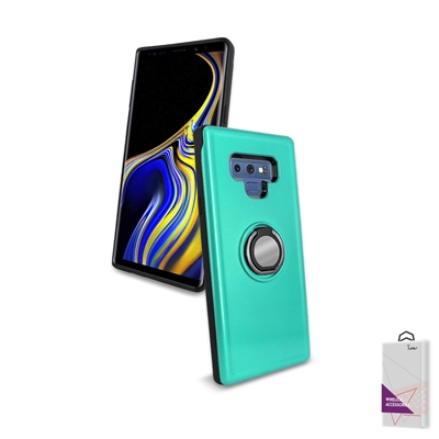 Samsung Galaxy Note 9 Hybrid TPU+PC Ring Case with Mirror and Card Slot HYB29 Teal