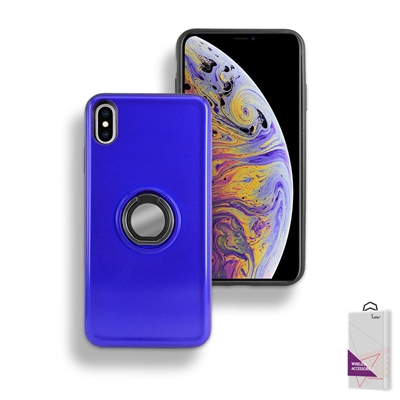 Apple iPhone XR Hybrid TPU+PC Ring Case with Mirror and Card Slot HYB29 Blue