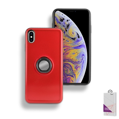 Apple iPhone XR Hybrid TPU+PC Ring Case with Mirror and Card Slot HYB29 Red