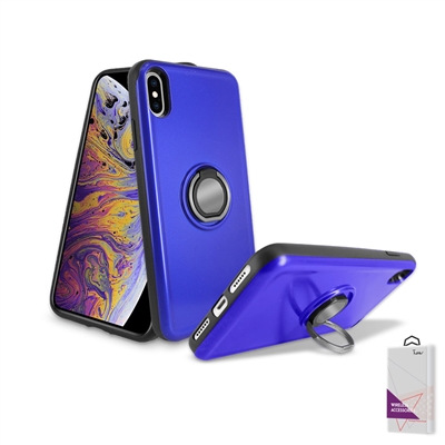 Apple iPhone XS MAX Hybrid TPU+PC Ring Case with Mirror and Card Slot HYB29 Blue