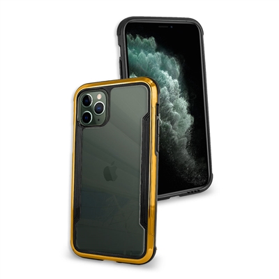 Apple iPhone 11 Pro Max Clear back Chrome Edge Hybrid Case HYB33 Gold