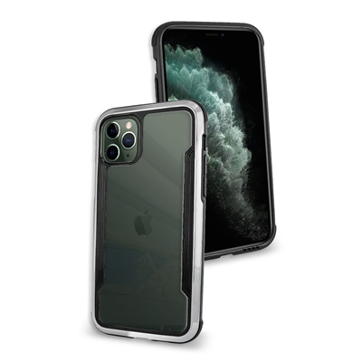 Apple iPhone 11 Pro Max Clear back Chrome Edge Hybrid Case HYB33 Silver