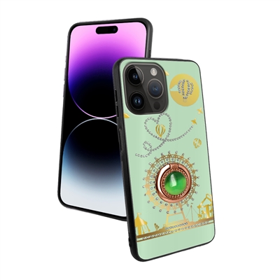 iPhone 14 Pro (6.1") Designed Diamond Ring Case HYB41D-1 Tiffany Green