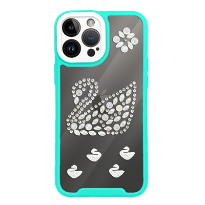 Apple iPhone 14 Pro (6.1") Designed Pearl Swan Case With  Camera Cover HYB42 Teal