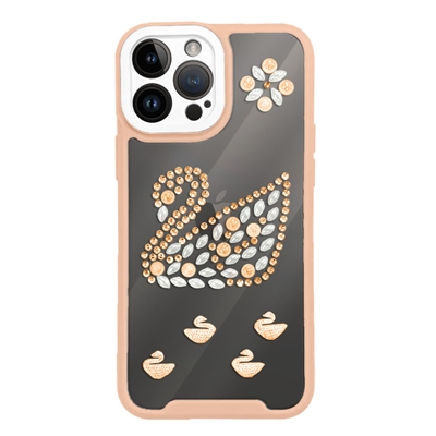 Apple iPhone 14 Plus (6.7") Designed Pearl Swan Case With  Camera Cover HYB42 Rose Gold