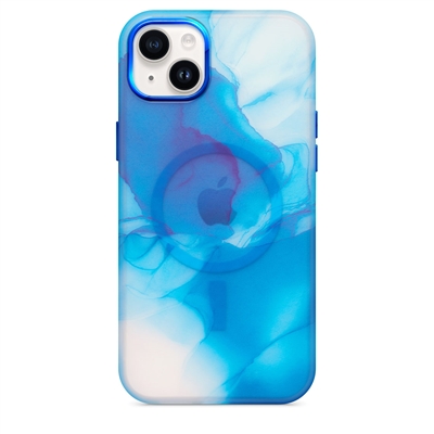 Apple iPhone 14 (6.1") Colorful Watercolor Wireless Charging Case Blue