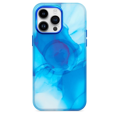 Apple iPhone 14 Pro (6.1") Colorful Watercolor Wireless Charging Case Blue