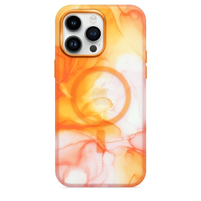 Apple iPhone 14 Pro (6.1") Colorful Watercolor Wireless Charging Case Orange