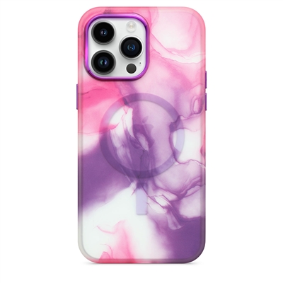 Apple iPhone 14 Pro (6.1") Colorful Watercolor Wireless Charging Case Pink