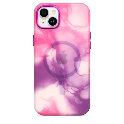 Apple iPhone 14 (6.1") Colorful Watercolor Wireless Charging Case Pink