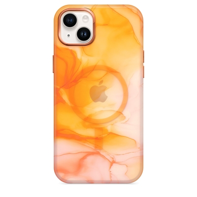 Apple iPhone 14 Plus (6.7") Colorful Watercolor Wireless Charging Case Orange