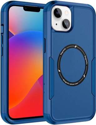 iPhone 15 Pro Max Pioneer Armor Heavy Duty PC+TPU Wireless Charging Case Blue