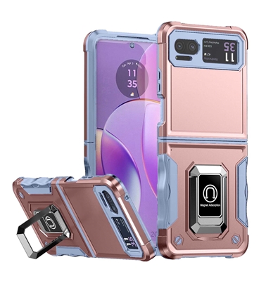 Motorola Razr (2023) Robotic Hybrid Case with Magnetic Ring Stand Pink Gold