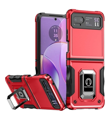 Motorola Razr (2023) Robotic Hybrid Case with Magnetic Ring Stand Red