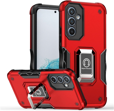 Samsung Galaxy S23 FE Robotic Hybrid Case with Magnetic Ring Stand Red