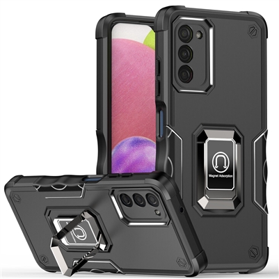 Samsung Galaxy A03S Robotic Hybrid Case with Magnetic Ring Stand Black