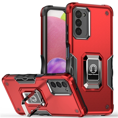 Samsung Galaxy A03S Robotic Hybrid Case with Magnetic Ring Stand Red