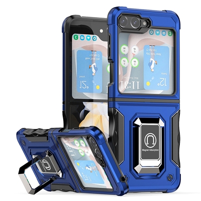 Samsung Galaxy Z Flip 5 Robotic Hybrid Case with Magnetic Ring Stand Blue