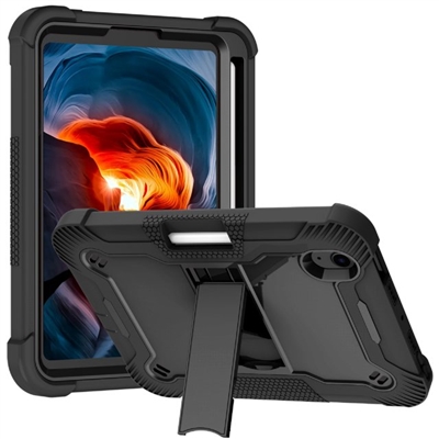 Apple iPad 10th Gen 10.9" 2022 Slim Heavy Duty Shockproof Rugged Case With Kickstand Black / Black