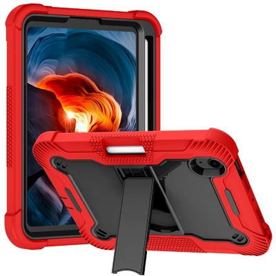 Apple iPad 10th Gen 10.9" 2022 Slim Heavy Duty Shockproof Rugged Case With Kickstand Red / Black