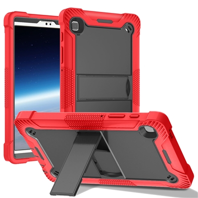 Samsung Galaxy Tab A7 Lite 8.7" Slim Heavy Duty Shockproof Rugged Case With Kickstand Red / Black